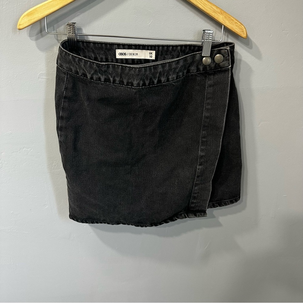 ASOS Black Wrap Pencil Mini Skirt